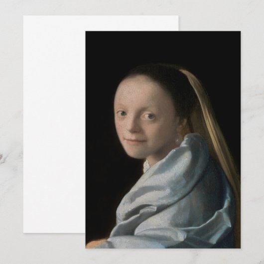 Johannes Vermeer - Studie van een jonge vrouw Bedankkaart (Voorkant / Achterkant)