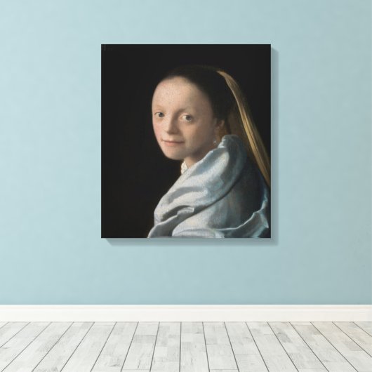 Johannes Vermeer - Studie van een jonge vrouw Canvas Afdruk (Insitu (Houten vloer))
