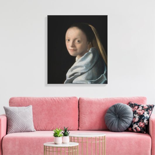 Johannes Vermeer - Studie van een jonge vrouw Canvas Afdruk (Insitu (Woonkamer))