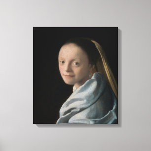 Johannes Vermeer - Studie van een jonge vrouw Canvas Afdruk