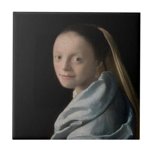 Johannes Vermeer - Studie van een jonge vrouw Tegeltje (Voorkant)