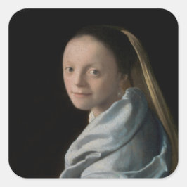 Johannes Vermeer - Studie van een jonge vrouw Vierkante Sticker