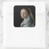 Johannes Vermeer - Studie van een jonge vrouw Vierkante Sticker (Tas)