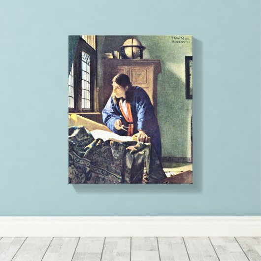 Johannes Vermeer - The Geographer Canvas Afdruk (Insitu (Houten vloer))