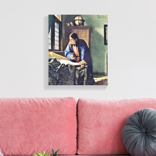 Johannes Vermeer - The Geographer Canvas Afdruk (Insitu (Woonkamer))
