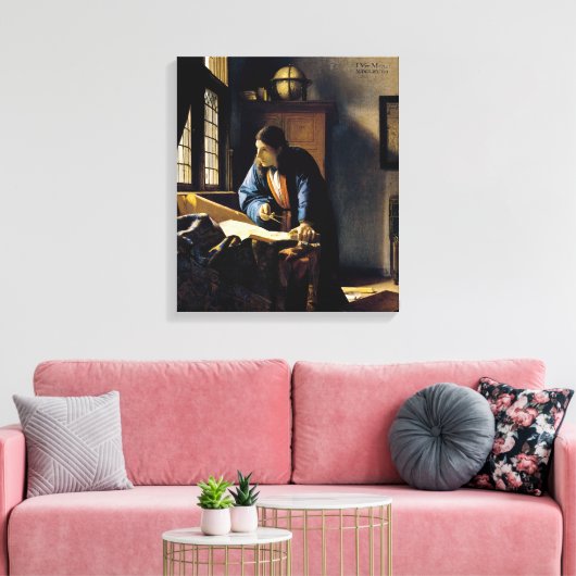 Johannes Vermeer - The Geographer Canvas Afdruk (Insitu (Woonkamer))