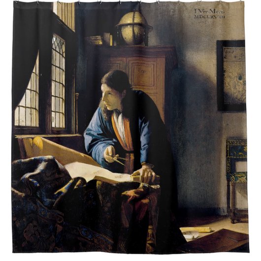 Johannes Vermeer - The Geographer Douchegordijn (Voorkant)