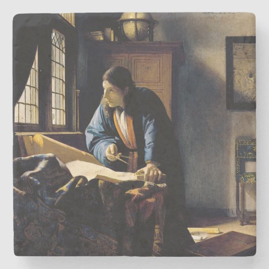 Johannes Vermeer - The Geographer Stenen Onderzetter (Voorkant)