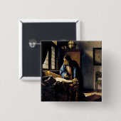 Johannes Vermeer - The Geographer Vierkante Button 5,1 Cm (Voorkant /achterkant)
