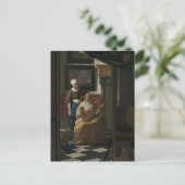 Johannes Vermeer, The Love Letter 17th C. Fine Art Briefkaart (Staand voorkant)