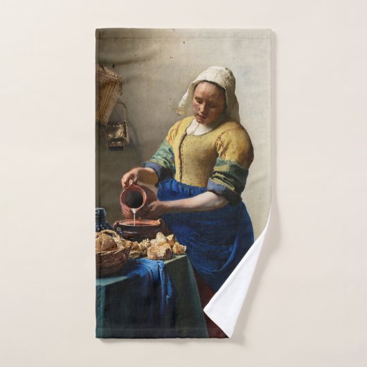 Johannes Vermeer - The Milkmaid Bad Handdoek (Handdoek)