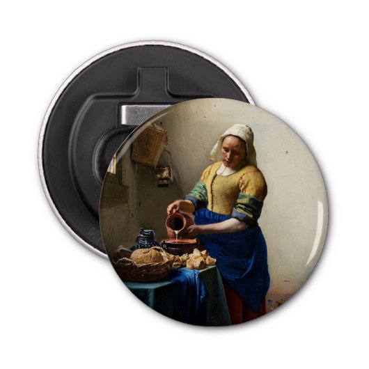 Johannes Vermeer - The Milkmaid Button Flesopener (Voorkant)