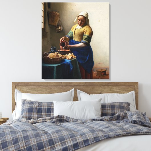 Johannes Vermeer - The Milkmaid Canvas Afdruk (Insitu (Slaapkamer))