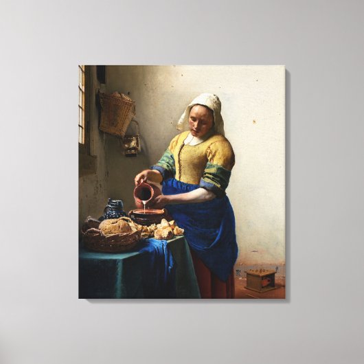 Johannes Vermeer - The Milkmaid Canvas Afdruk (Voorkant)