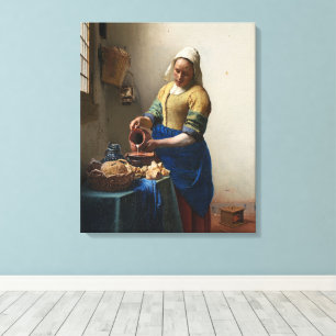 Johannes Vermeer, The Milkmaid Canvas Afdruk