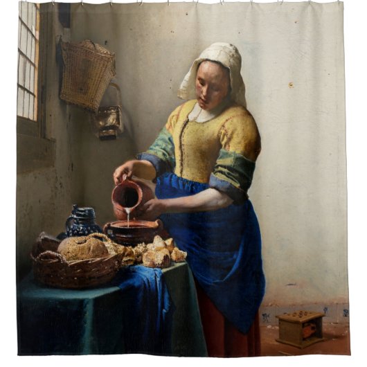 Johannes Vermeer - The Milkmaid Douchegordijn (Voorkant)