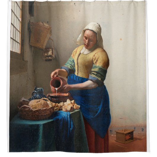 Johannes Vermeer - The Milkmaid Douchegordijn (Voorkant)