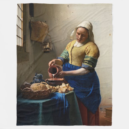 Johannes Vermeer - The Milkmaid Fleece Deken (Voorkant)
