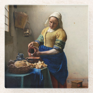 Johannes Vermeer - The Milkmaid Glazen Onderzetter
