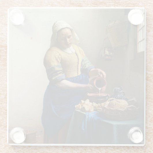 Johannes Vermeer - The Milkmaid Glazen Onderzetter (Achterkant)