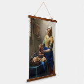 Johannes Vermeer - The Milkmaid Hangend Wandkleed (Gebogen)