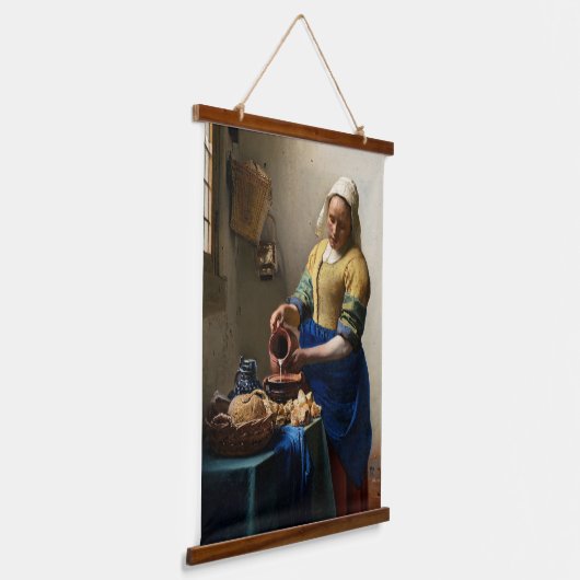 Johannes Vermeer - The Milkmaid Hangend Wandkleed (Gebogen)