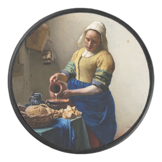 Johannes Vermeer - The Milkmaid Hockey Puck (Voorkant)