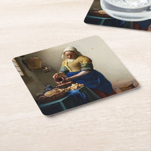 Johannes Vermeer - The Milkmaid Kartonnen Onderzetters (Schuin)