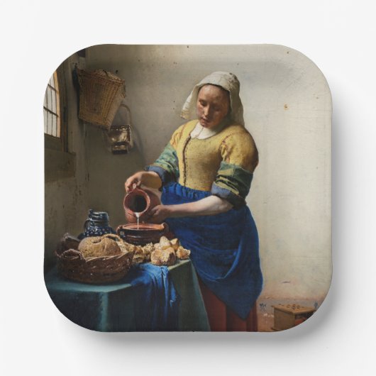 Johannes Vermeer - The Milkmaid Papieren Bordje (Voorkant)