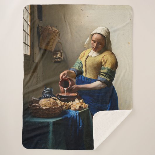 Johannes Vermeer - The Milkmaid Sherpa Deken (Voorkant)
