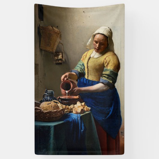Johannes Vermeer - The Milkmaid Spandoek (Verticaal)