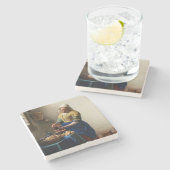 Johannes Vermeer - The Milkmaid Stenen Onderzetter (Zijkant)