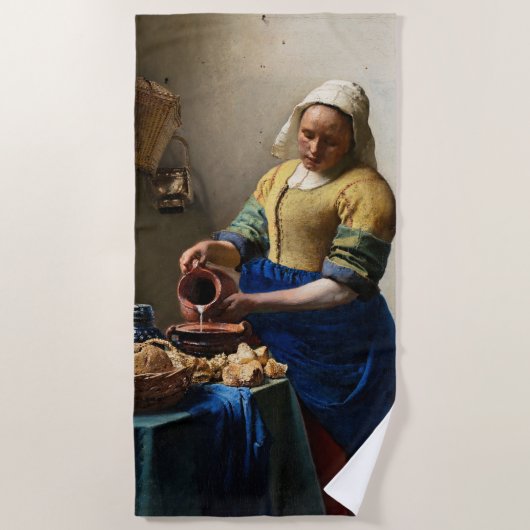 Johannes Vermeer - The Milkmaid Strandlaken (Voorkant)
