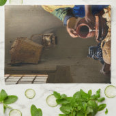 Johannes Vermeer - The Milkmaid Theedoek (Gevouwen)