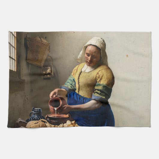 Johannes Vermeer - The Milkmaid Theedoek (Horizontaal)