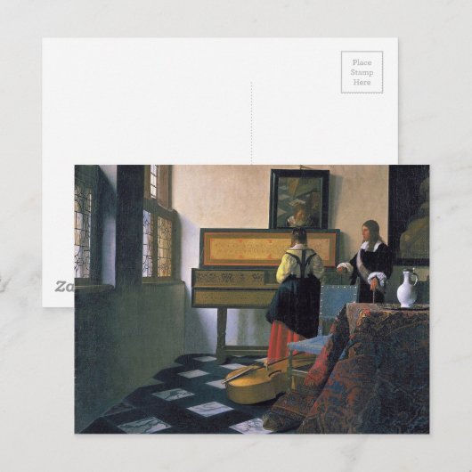 Johannes Vermeer - The Music Lesson Briefkaart (Voorkant / Achterkant)