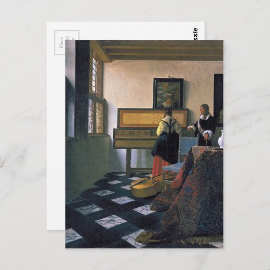 Johannes Vermeer - The Music Lesson Briefkaart (Voorkant / Achterkant)