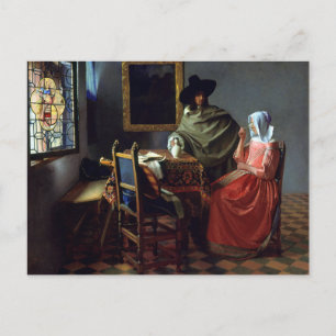 Johannes Vermeer The Wine Glass Briefkaart