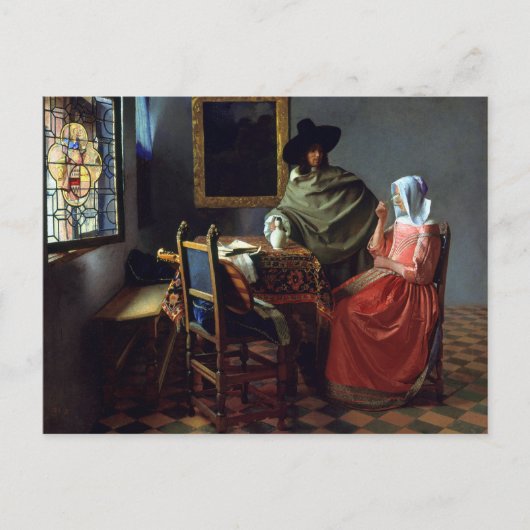 Johannes Vermeer The Wine Glass Briefkaart (Voorkant)
