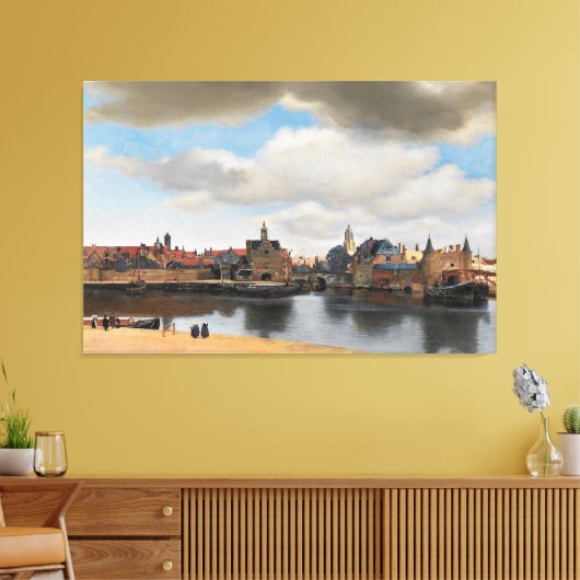 Johannes Vermeer / Uitzicht op Delft / 1660-1 / Canvas Afdruk (Insitu (Woonkamer))