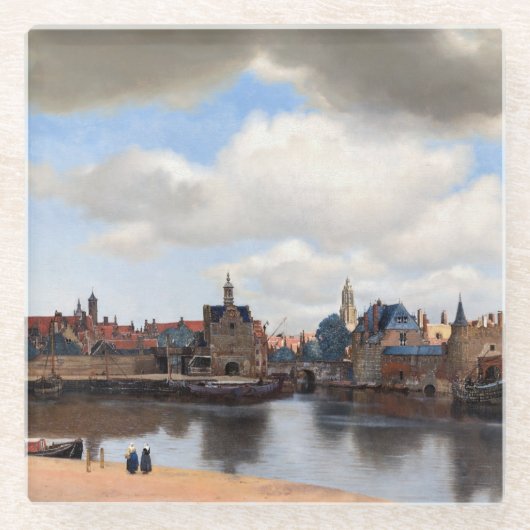 Johannes Vermeer - Uitzicht van Delft Glazen Onderzetter (Voorkant)