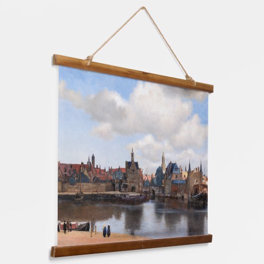 Johannes Vermeer - Uitzicht van Delft Hangend Wandkleed (Gebogen)