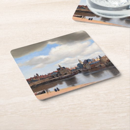 Johannes Vermeer - Uitzicht van Delft Kartonnen Onderzetters (Schuin)