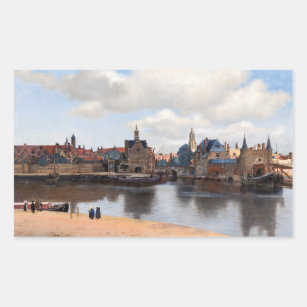 Johannes Vermeer - Uitzicht van Delft Rechthoekige Sticker