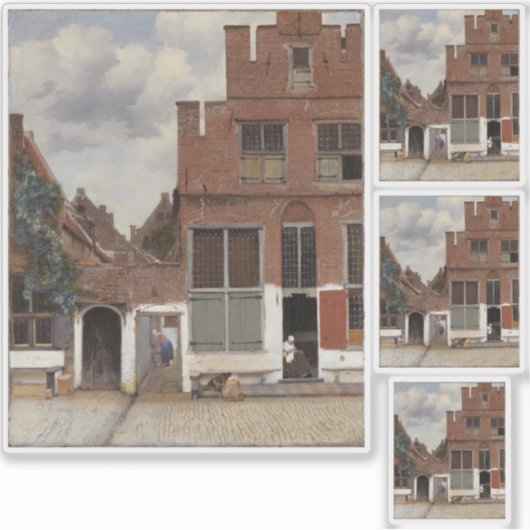 Johannes Vermeer, Uitzicht van Huizen in Delft Sticker (Voorkant)