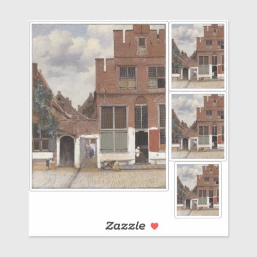 Johannes Vermeer, Uitzicht van Huizen in Delft Sticker (Vel)