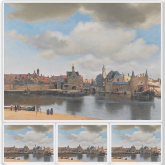 Johannes Vermeer, van Deft, Uitzicht Delft Sticker (Voorkant)