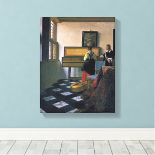 Johannes Vermeer, van Delft, De muzieklessen Canvas Afdruk