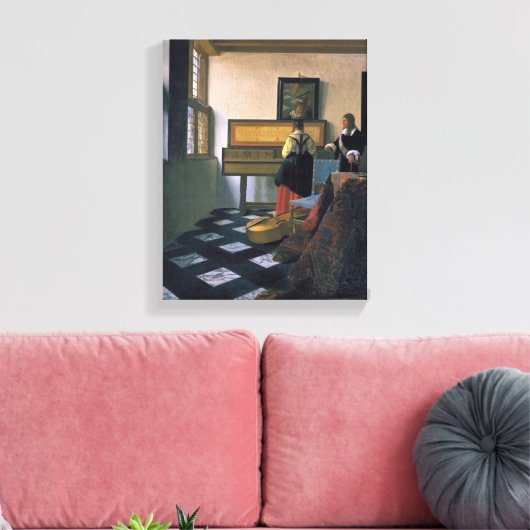Johannes Vermeer, van Delft, De muzieklessen Canvas Afdruk (Insitu (Woonkamer))