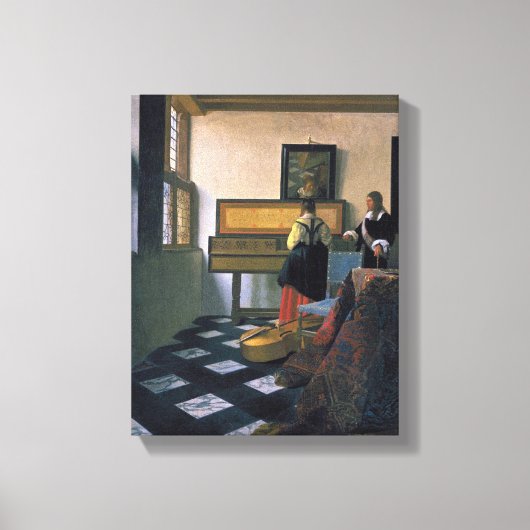 Johannes Vermeer, van Delft, De muzieklessen Canvas Afdruk (Voorkant)